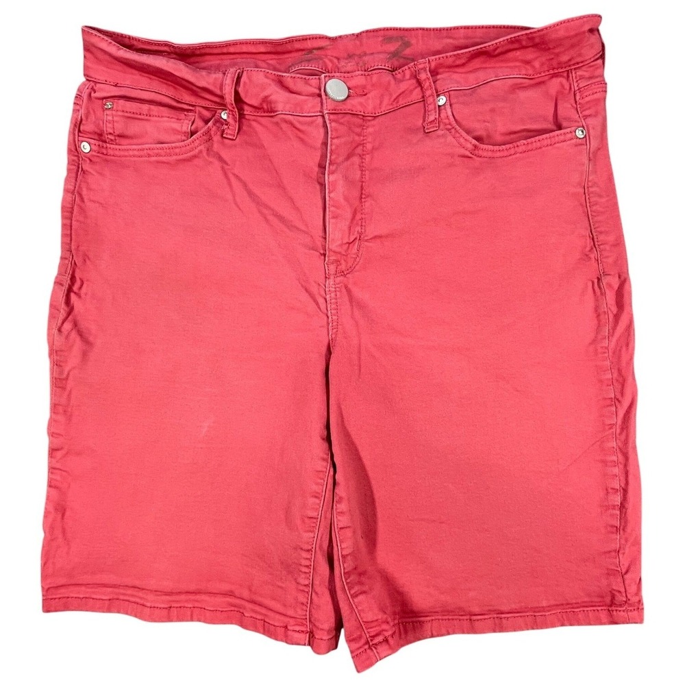 Seven7 Holly Berry Red Stretch Denim Sunset Bermuda Shorts Women Size 16